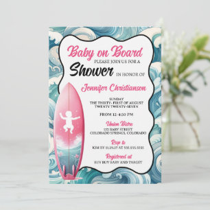Invitación de Baby Shower a chica bebé a bordo