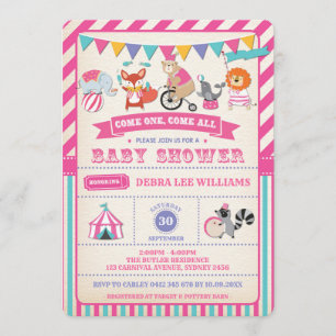 Invitación de Baby Shower a chicas de circo de car
