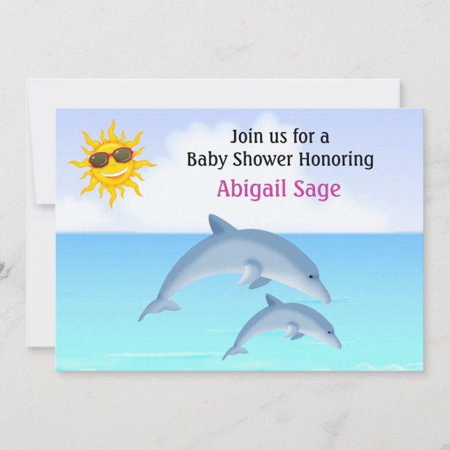 Invitación de Baby Shower a Chicas en el océano de (Anverso)