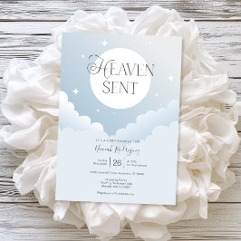 Invitación de Baby Shower a cielo con nubes azules