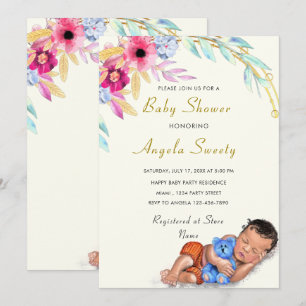 Invitación de Baby Shower a color de agua