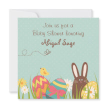 Invitación de Baby Shower a Conejo y Huevos de Pas