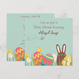 Invitación de Baby Shower a Conejo y Huevos de Pas