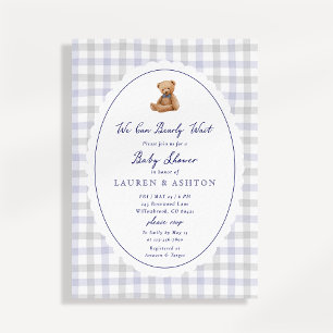 Invitación de Baby Shower a Cuadros de Osito Prepa