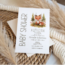 Invitación de Baby Shower a Cuadros de Zorro Peque
