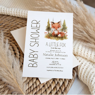 Invitación de Baby Shower a Cuadros de Zorro Peque