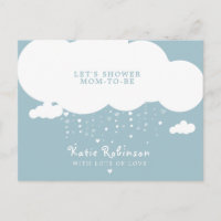Invitación de Baby Shower a Cute Cloud Rain Hearts