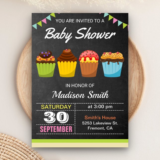 Invitación de Baby Shower a Cute Sweet Cupcake (Subido por el creador)