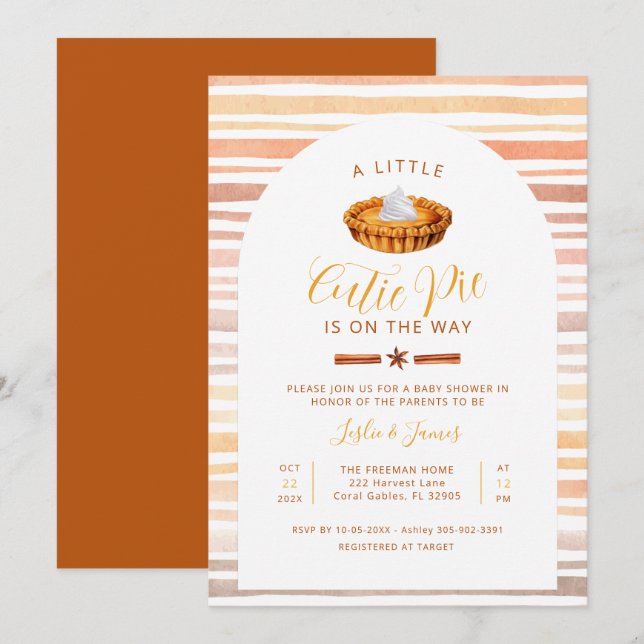 Invitación de Baby Shower a Cutie Pie Thanksgiving (Anverso / Reverso)