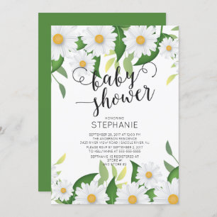 Invitación de Baby Shower a Daisy Flowers moderno