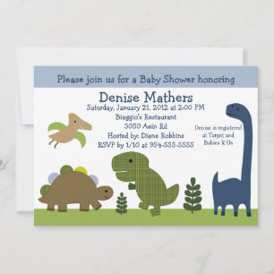 Invitación de Baby Shower a Dino/Dinosaurios Adora