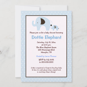 Invitación de Baby Shower a Dottie Elephant (azul 