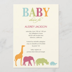 Invitación de Baby Shower a Dotty Animals - Rosa
