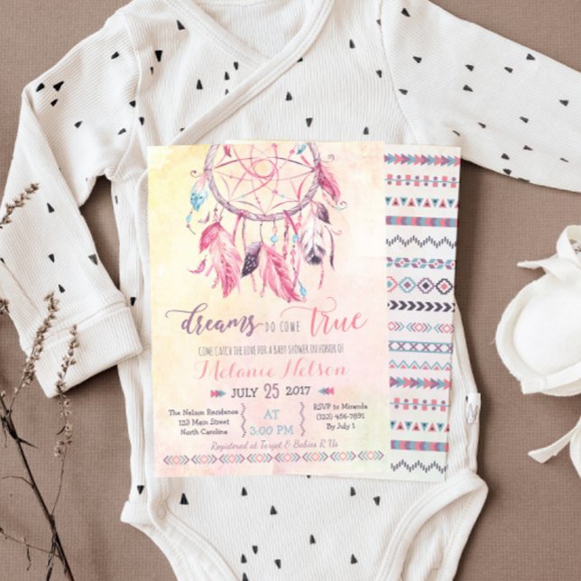 Invitación de Baby Shower a Dream Catcher Boho (Subido por el creador)