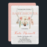 Invitación de Baby Shower a Dreamcatcher Boho<br><div class="desc">Delicados encajes blancos enmarcan esta preciosa invitación a la ducha de bebé. La corona acuática está vestida con hermosas plumas y flores. Toda la redacción de esta invitación es personalizable para que pueda utilizarla en cualquier ocasión que desee.</div>
