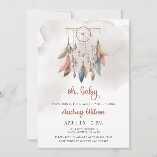 Invitación de Baby Shower a Dreamcatcher Boho Past (Anverso)