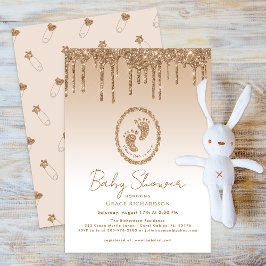 Invitación de Baby Shower a Drip Purpurina Gold