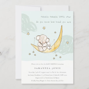 Invitación de Baby Shower a elefante conejito de l