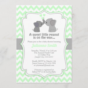 Invitación de Baby Shower a Elefante de Lime Pálid