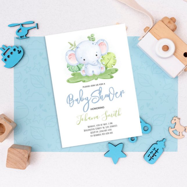 Invitación de Baby Shower a Elephant Safari Boy (Subido por el creador)