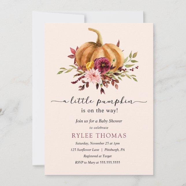 Invitación de Baby Shower a Fall in Love (Anverso)