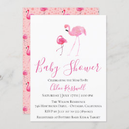 Invitación de Baby Shower a Flamingo Rosa