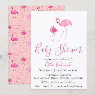 Invitación de Baby Shower a Flamingo Rosa