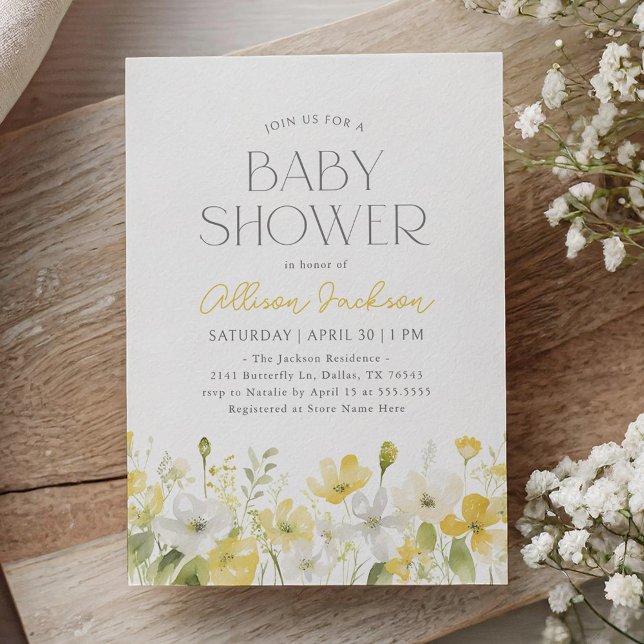 Invitación de Baby Shower a Flor Silvestre Amarill (Subido por el creador)