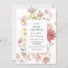 Invitación de Baby Shower a flores rosadas floreci