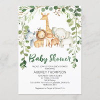 Invitación de Baby Shower A Foliage Y Safari Anima