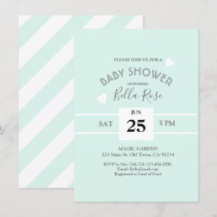 Invitación de Baby Shower a franjas blancas de col