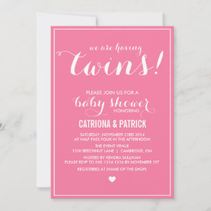 Invitación de Baby Shower a gemelos guiñados por g