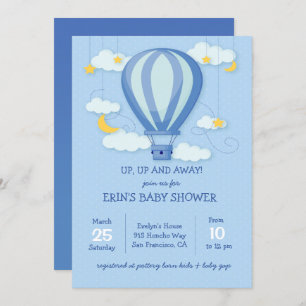 Invitación de Baby Shower a globo de aire caliente