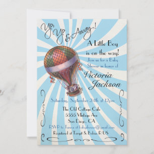 Invitación de Baby Shower a globo de aire caliente