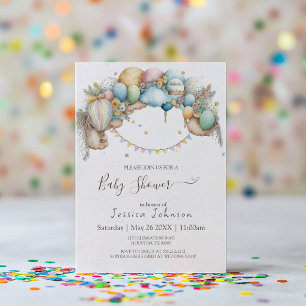 Invitación de Baby Shower a globo de aire de arco
