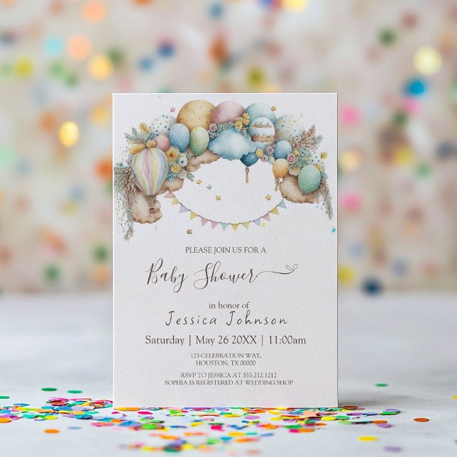 Invitación de Baby Shower a globo de aire de arco  (Subido por el creador)