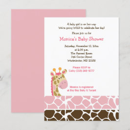 Invitación de Baby Shower a guijarros rosados en l