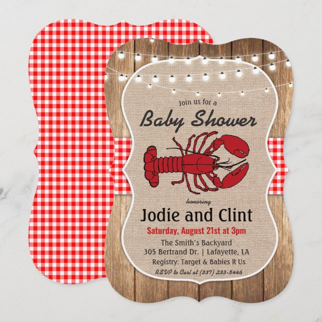 Invitación de Baby Shower a hervir el pescado en e (Anverso / Reverso)