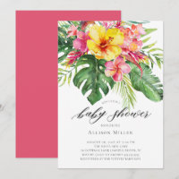 Invitación de Baby Shower a Hibiscus Tropical