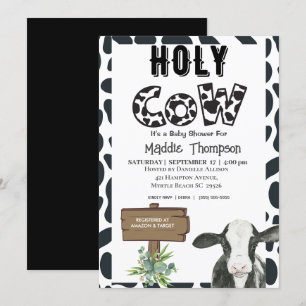 Invitación de Baby Shower a Holy Cow Country Farm
