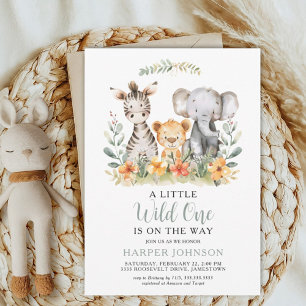 Invitación de Baby Shower a Jungle Safari Wild One