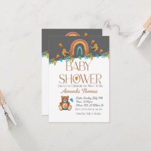 Invitación de Baby Shower a la acuarela de BOHO
