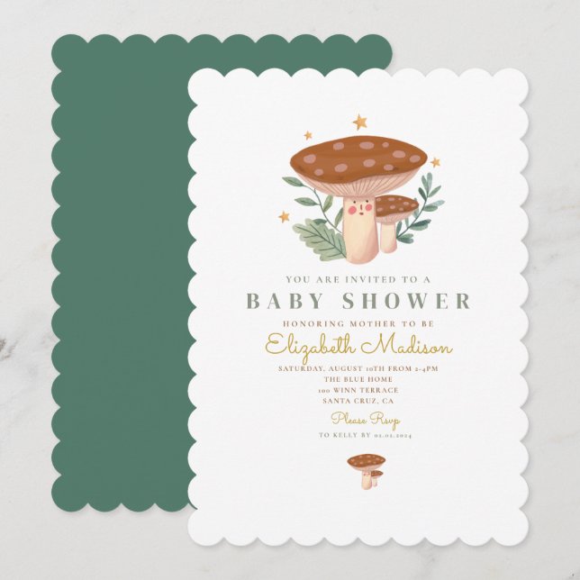 Invitación de Baby Shower a la acuarela de poca se (Anverso / Reverso)