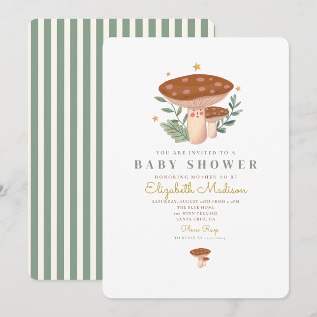 Invitación de Baby Shower a la acuarela de poca se (Anverso / Reverso)