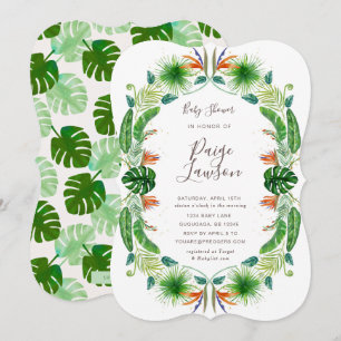Invitación de Baby Shower a la ave tropical del pa