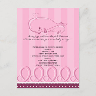 Invitación de Baby Shower a la ballena con punto d