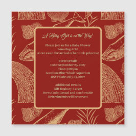 Invitación de Baby Shower a la ballena náutica roj