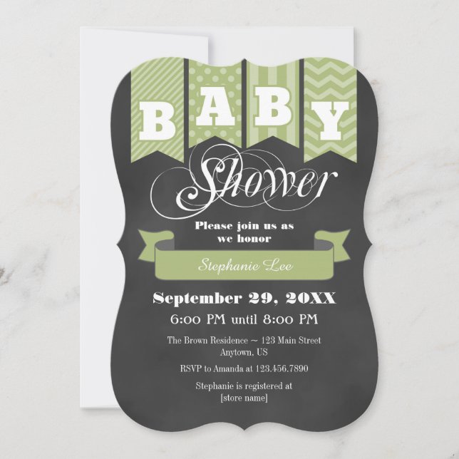 Invitación de Baby Shower a la bandera de la pizar (Anverso)
