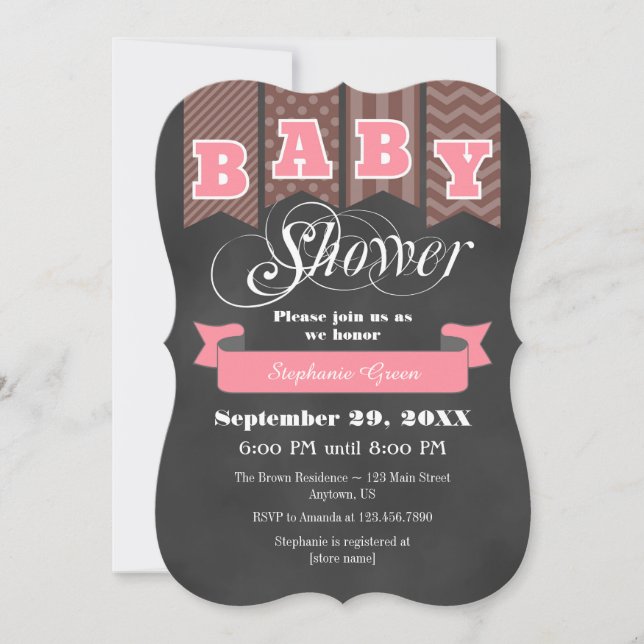 Invitación de Baby Shower a la bandera de la pizar (Anverso)