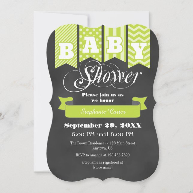 Invitación de Baby Shower a la bandera de la placa (Anverso)